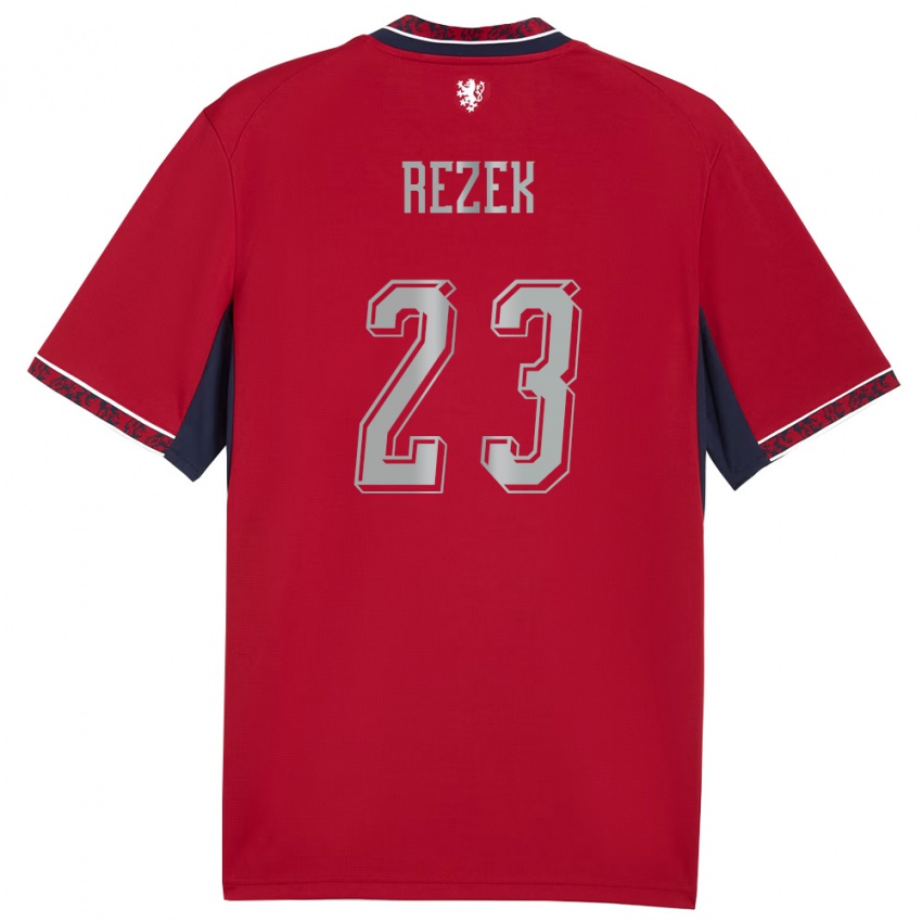 גברים צ'כיה Adam Rezek #23 אדום לבן כהה ג'רזי ביתית 26-28 חולצה קצרה