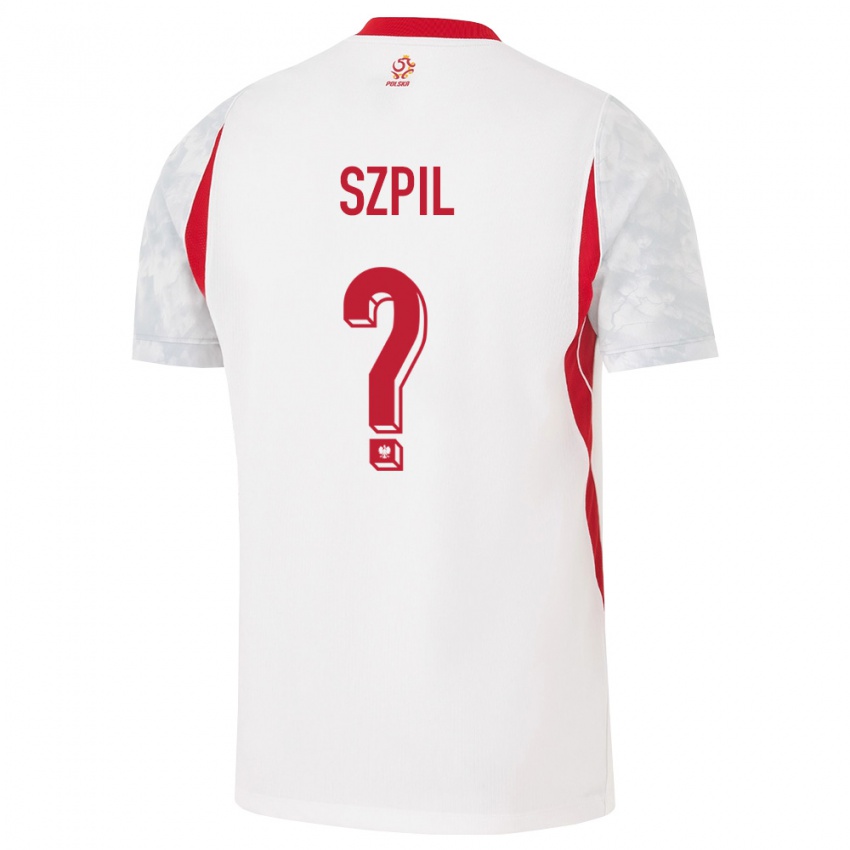 גברים פולין Franciszek Szpil #0 לבן אדום אפור ג'רזי ביתית 26-28 חולצה קצרה