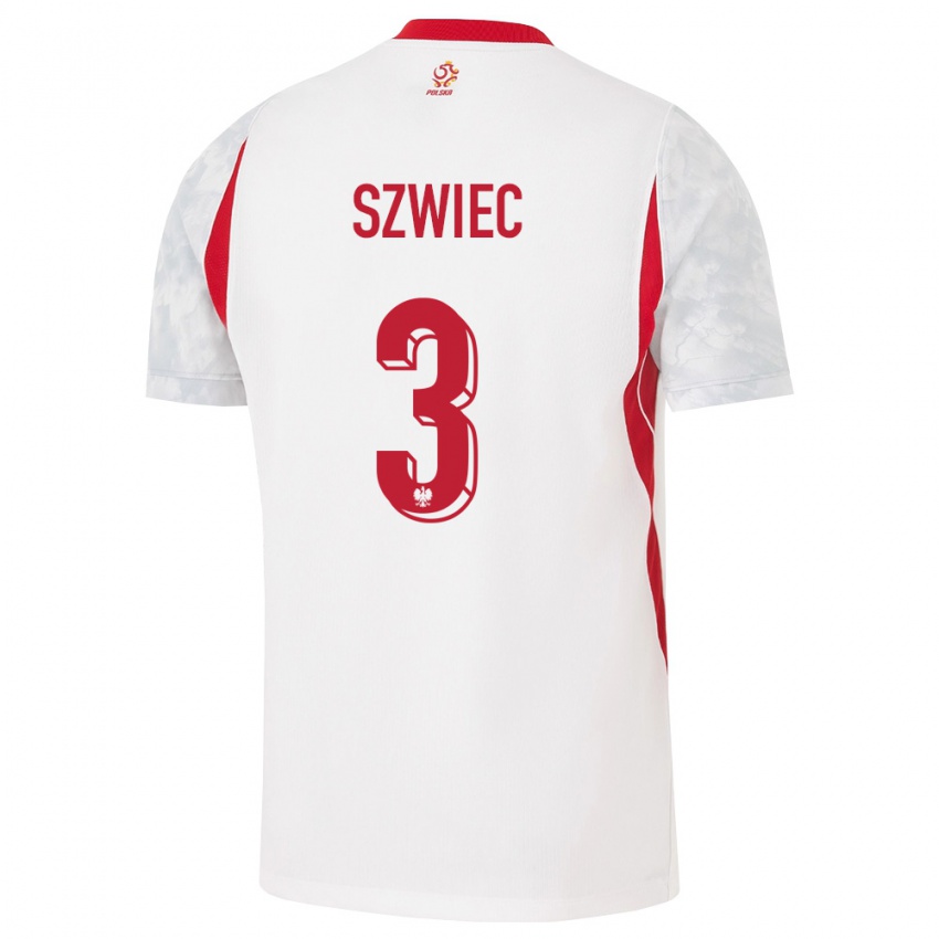 גברים פולין Dawid Szwiec #3 לבן אדום אפור ג'רזי ביתית 26-28 חולצה קצרה