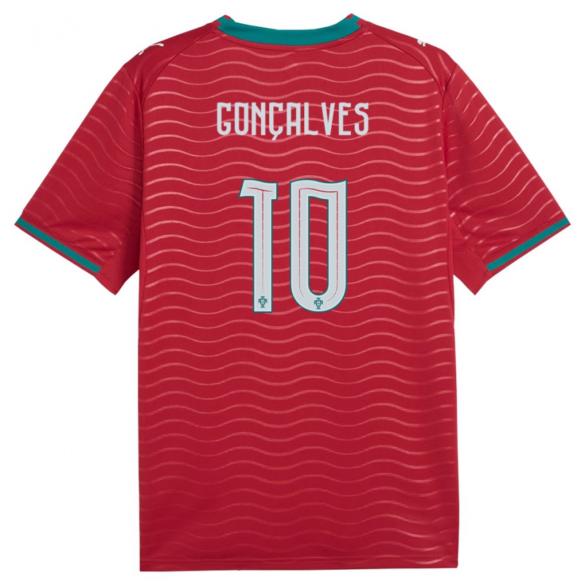 גברים פורטוגל Flávio Gonçalves #10 אדום ירוק לבן ג'רזי ביתית 26-28 חולצה קצרה