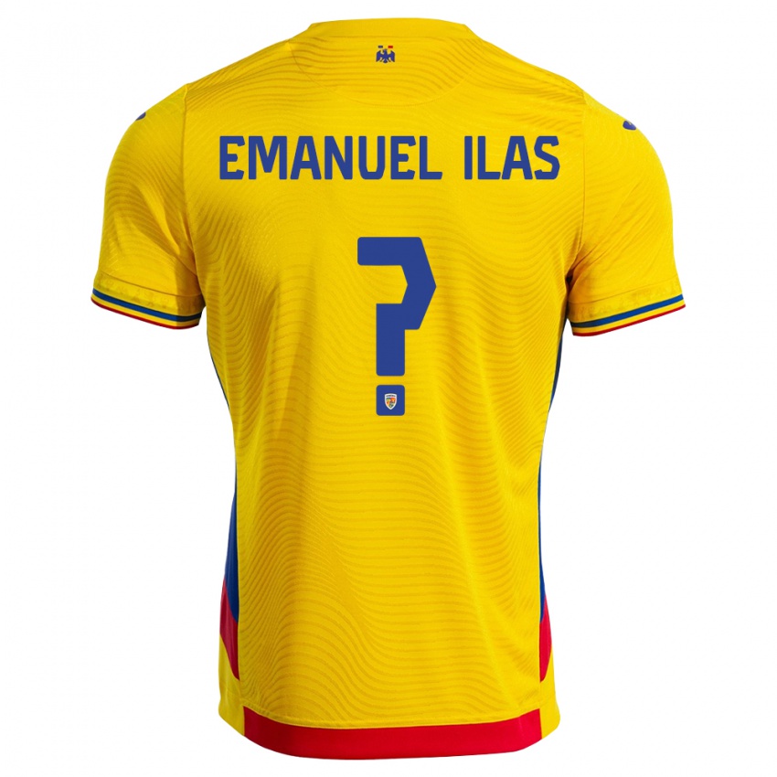 גברים רומניה Emanuel Ilaș #0 צהוב אדום ג'רזי ביתית 26-28 חולצה קצרה