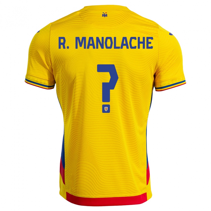 גברים רומניה Rareș Manolache #0 צהוב אדום ג'רזי ביתית 26-28 חולצה קצרה