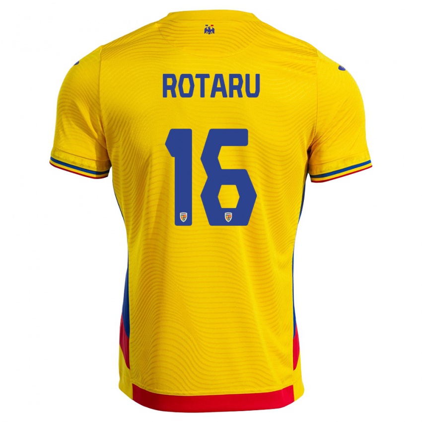גברים רומניה Ștefan Rotaru #16 צהוב אדום ג'רזי ביתית 26-28 חולצה קצרה