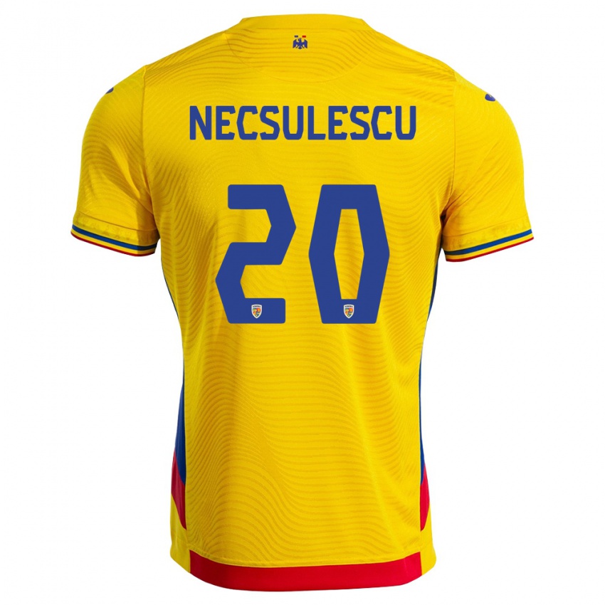 גברים רומניה Robert Necșulescu #20 צהוב אדום ג'רזי ביתית 26-28 חולצה קצרה