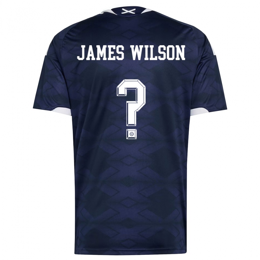 גברים סקוטלנד James Wilson #0 כהה לבן ג'רזי ביתית 26-28 חולצה קצרה