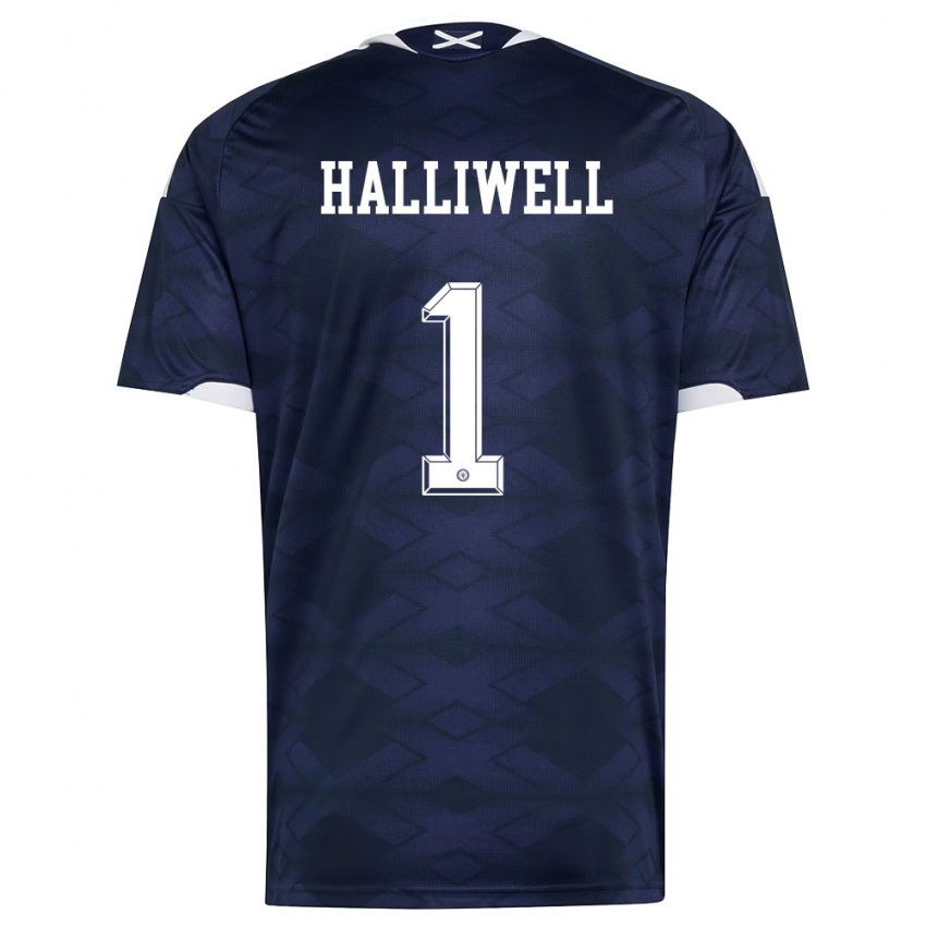 גברים סקוטלנד Alfie Halliwell #1 כהה לבן ג'רזי ביתית 26-28 חולצה קצרה