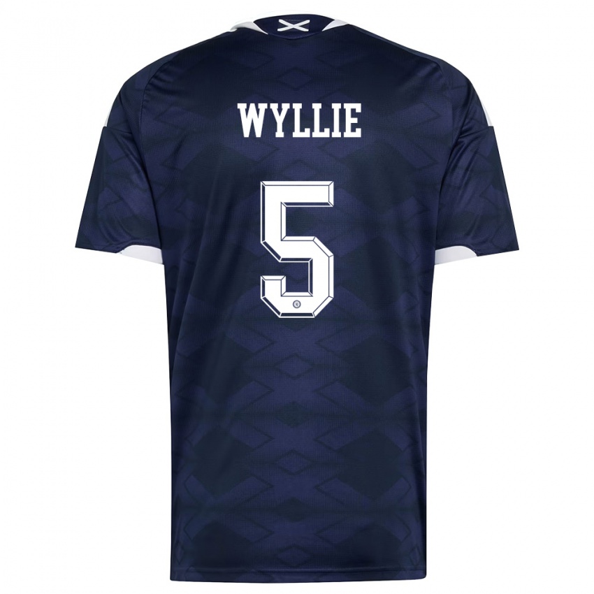 גברים סקוטלנד Jack Wyllie #5 כהה לבן ג'רזי ביתית 26-28 חולצה קצרה