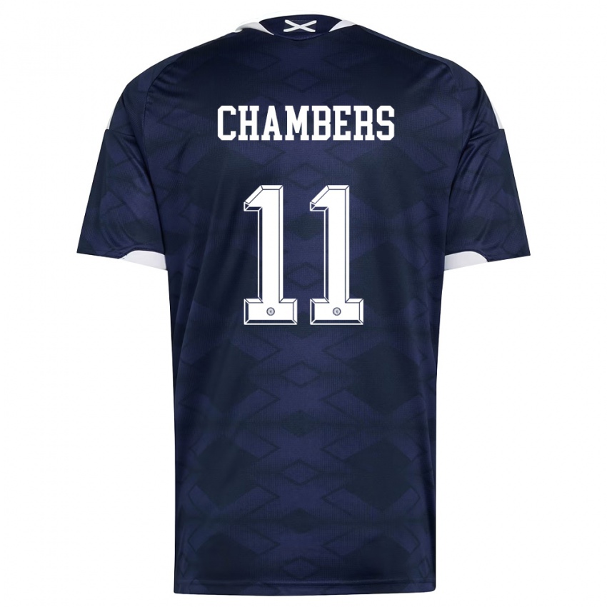 גברים סקוטלנד Sam Chambers #11 כהה לבן ג'רזי ביתית 26-28 חולצה קצרה