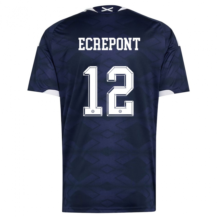 גברים סקוטלנד Oliver Ecrepont #12 כהה לבן ג'רזי ביתית 26-28 חולצה קצרה