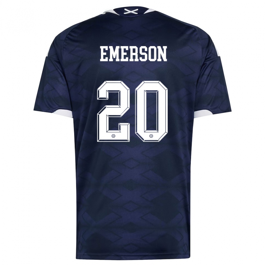 גברים סקוטלנד Johnny Emerson #20 כהה לבן ג'רזי ביתית 26-28 חולצה קצרה