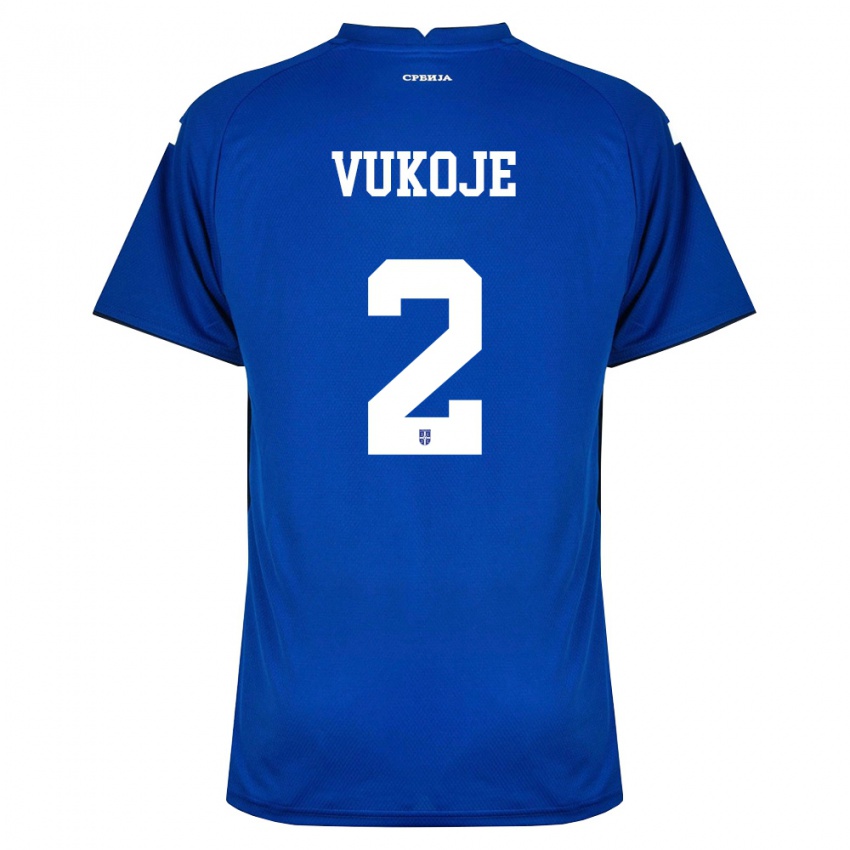 גברים סרביה Luka Vukoje #2 כהה אדום ג'רזי ביתית 26-28 חולצה קצרה