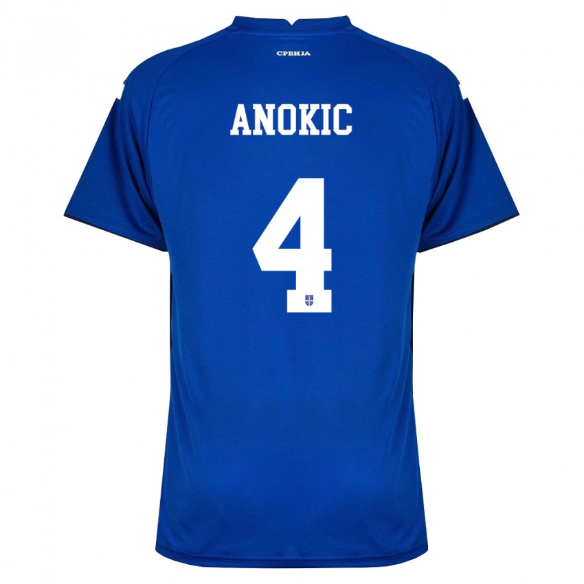 גברים סרביה Dragan Anokic #4 כהה אדום ג'רזי ביתית 26-28 חולצה קצרה