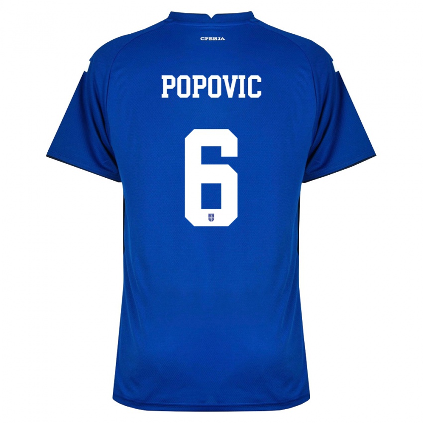 גברים סרביה Andrej Popovic #6 כהה אדום ג'רזי ביתית 26-28 חולצה קצרה