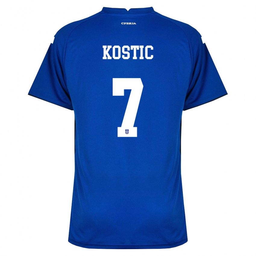 גברים סרביה Bogdan Kostic #7 כהה אדום ג'רזי ביתית 26-28 חולצה קצרה