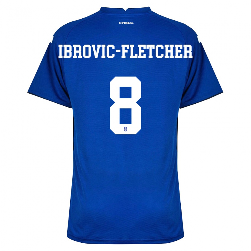 גברים סרביה Edward Ibrovic-Fletcher #8 כהה אדום ג'רזי ביתית 26-28 חולצה קצרה