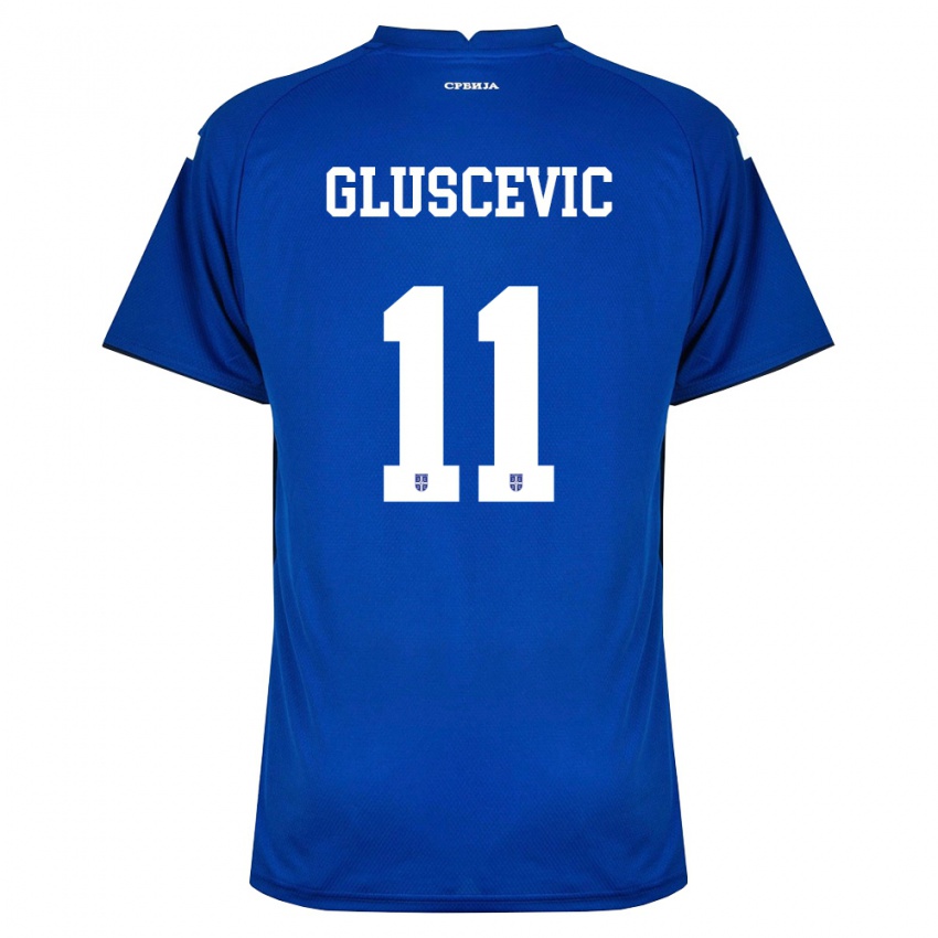 גברים סרביה מטיה גלושצ'ביץ' #11 כהה אדום ג'רזי ביתית 26-28 חולצה קצרה