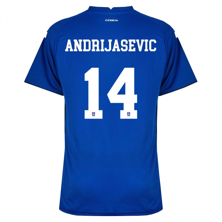 גברים סרביה Luka Andrijasevic #14 כהה אדום ג'רזי ביתית 26-28 חולצה קצרה