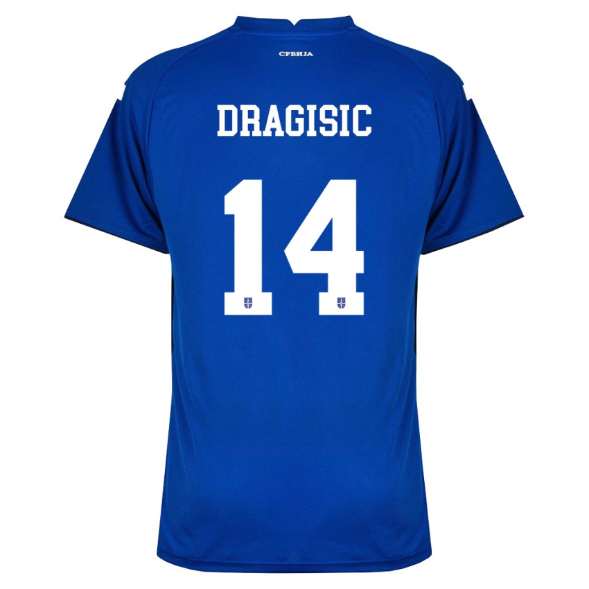 גברים סרביה Uros Dragisic #14 כהה אדום ג'רזי ביתית 26-28 חולצה קצרה
