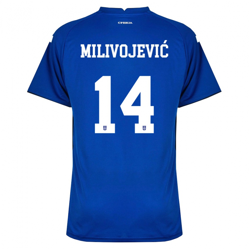 גברים סרביה וסנה מיליבוביץ' #14 כהה אדום ג'רזי ביתית 26-28 חולצה קצרה