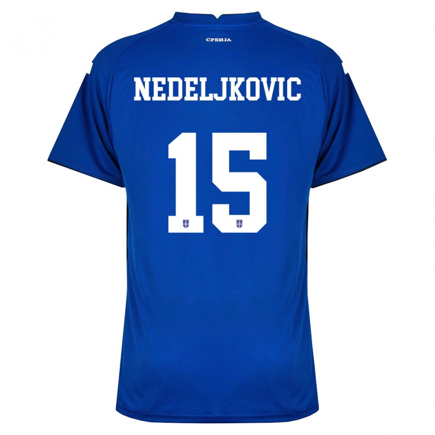 גברים סרביה קוסטה נדליקוביץ׳ #15 כהה אדום ג'רזי ביתית 26-28 חולצה קצרה