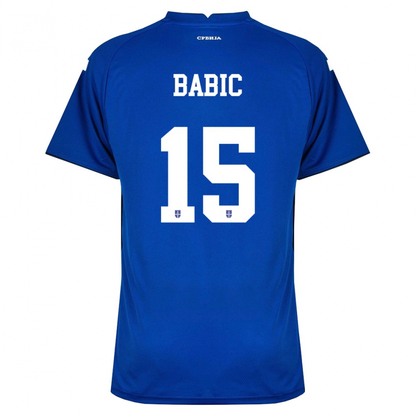 גברים סרביה סרדז'ן באביץ' #15 כהה אדום ג'רזי ביתית 26-28 חולצה קצרה