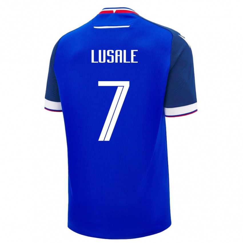 גברים סלובקיה Samuel Lusale #7 כחול לבן ג'רזי ביתית 26-28 חולצה קצרה