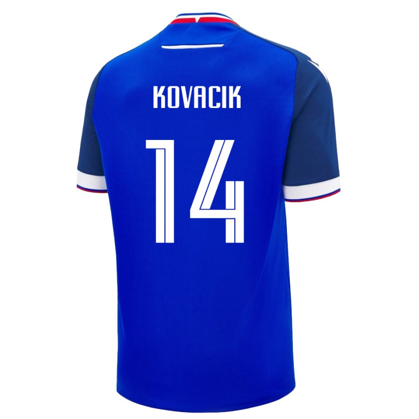 גברים סלובקיה פטר קובאצ'יק #14 כחול לבן ג'רזי ביתית 26-28 חולצה קצרה