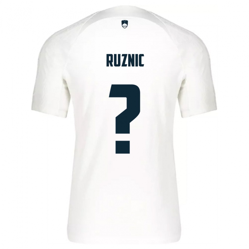 גברים סלובניה Tim Ruznic #0 לבן כחול ג'רזי ביתית 26-28 חולצה קצרה