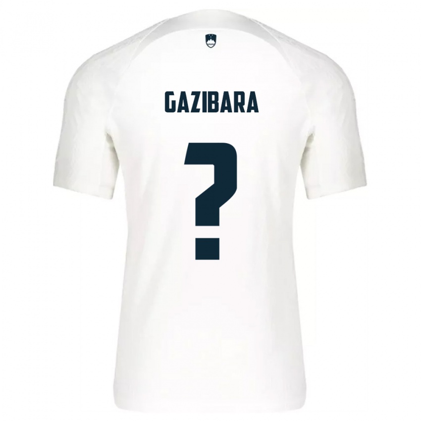 גברים סלובניה Ishak Gazibara #0 לבן כחול ג'רזי ביתית 26-28 חולצה קצרה