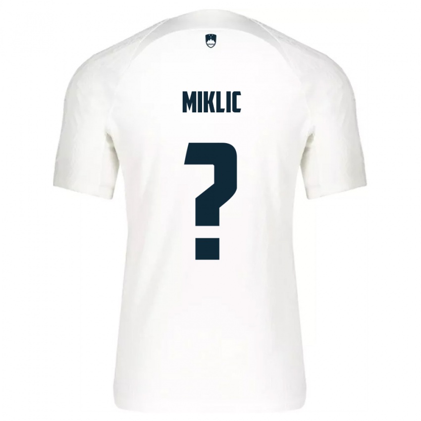 גברים סלובניה Andraz Miklic #0 לבן כחול ג'רזי ביתית 26-28 חולצה קצרה