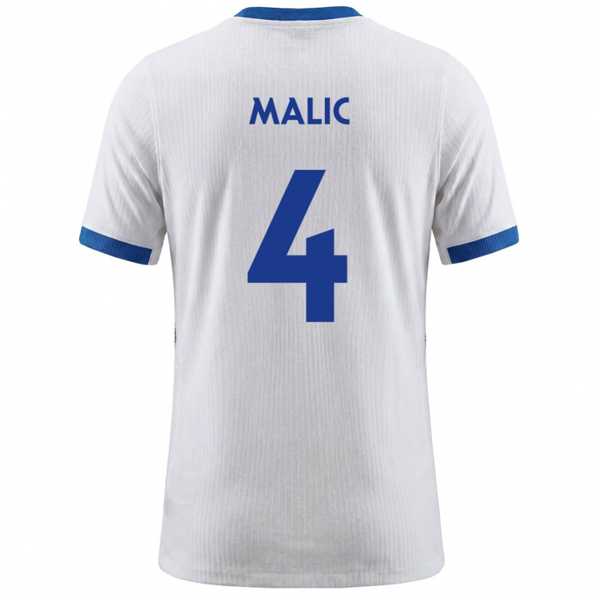 גברים סלובניה Arjan Malic #4 לבן כחול ג'רזי ביתית 26-28 חולצה קצרה