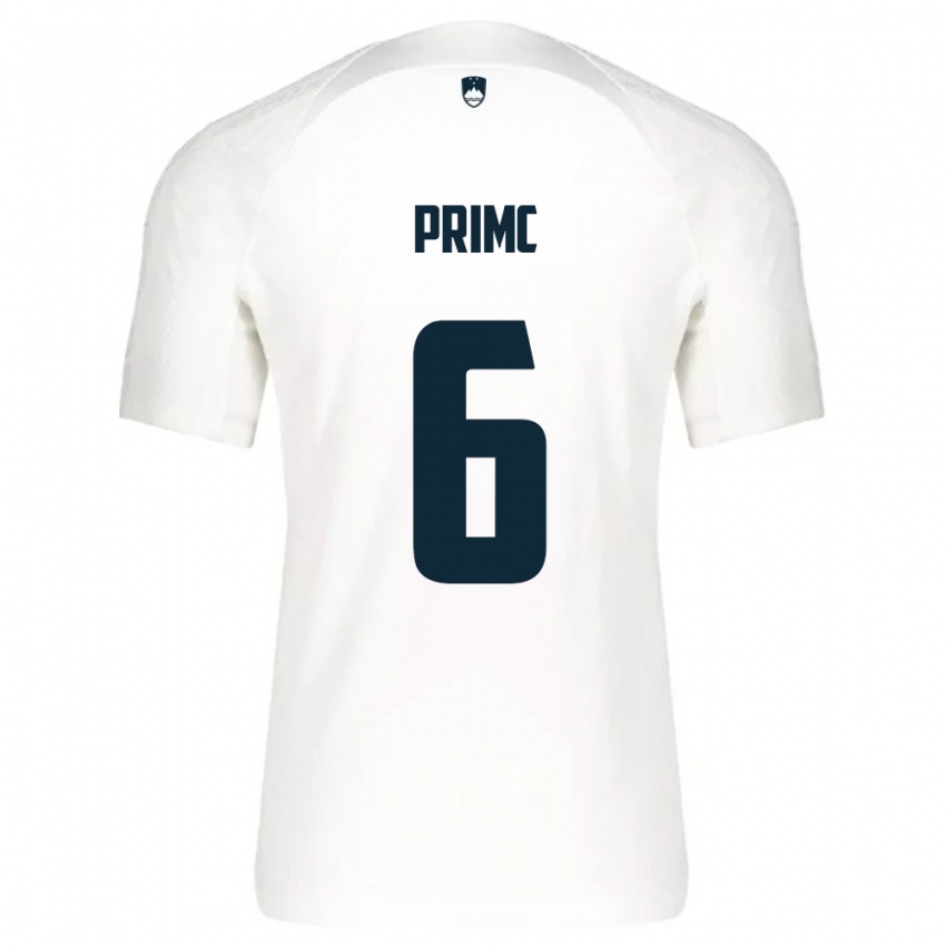 גברים סלובניה Tai Primc #6 לבן כחול ג'רזי ביתית 26-28 חולצה קצרה