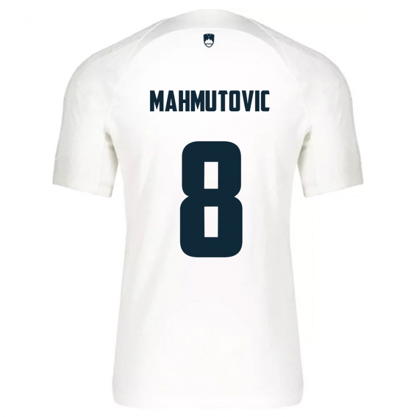 גברים סלובניה Malik Mahmutovic #8 לבן כחול ג'רזי ביתית 26-28 חולצה קצרה