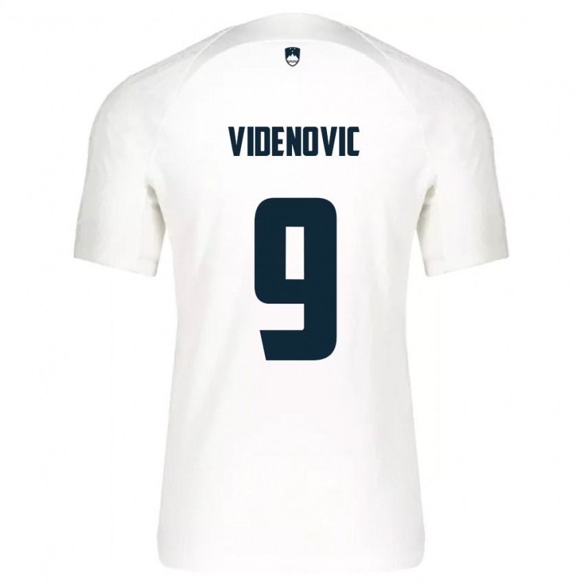 גברים סלובניה Denis Videnovic #9 לבן כחול ג'רזי ביתית 26-28 חולצה קצרה
