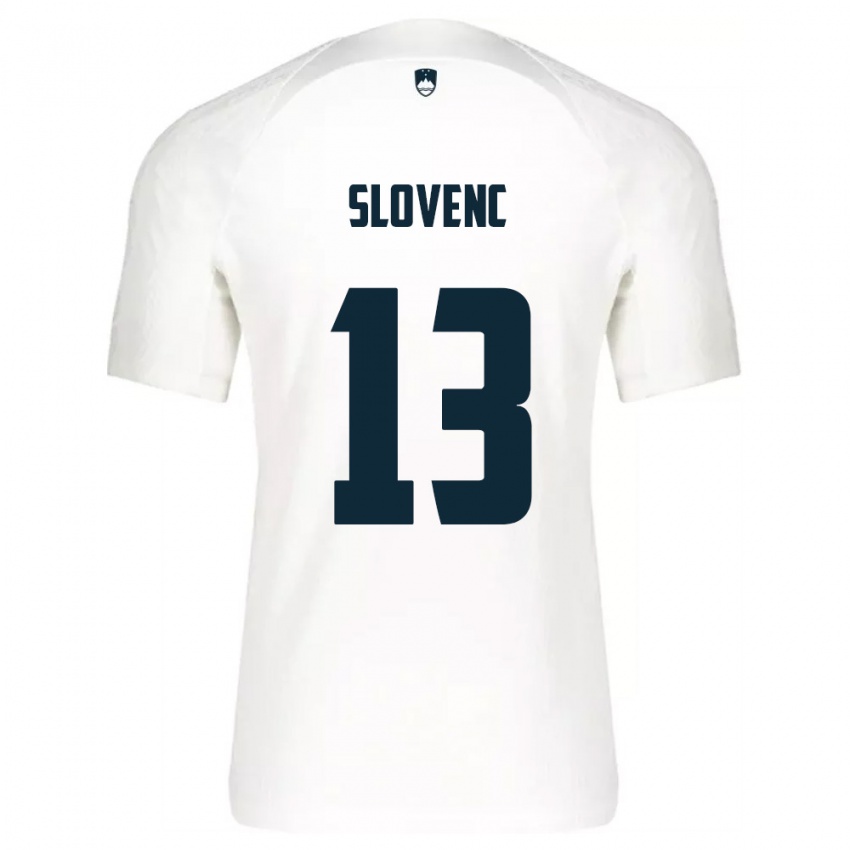 גברים סלובניה Nejc Slovenc #13 לבן כחול ג'רזי ביתית 26-28 חולצה קצרה