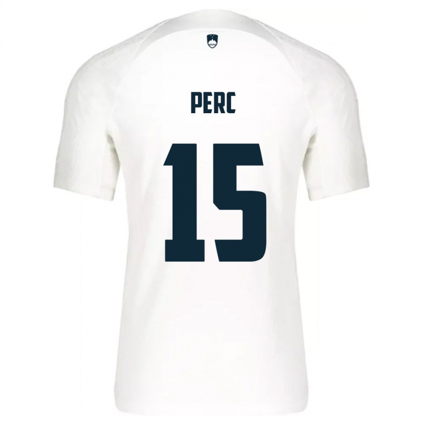 גברים סלובניה Nick Perc #15 לבן כחול ג'רזי ביתית 26-28 חולצה קצרה