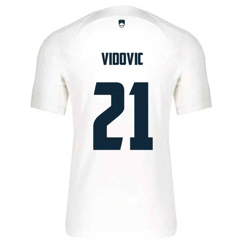 גברים סלובניה Patrik Vidovic #21 לבן כחול ג'רזי ביתית 26-28 חולצה קצרה