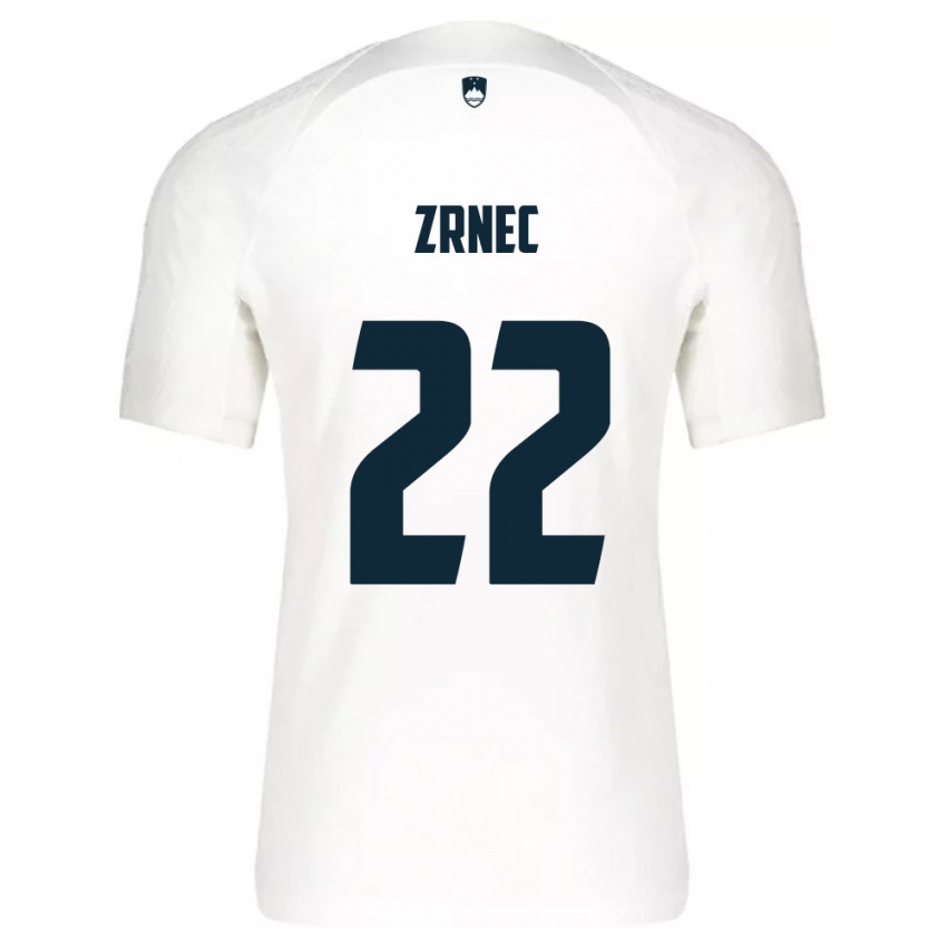 גברים סלובניה Jaka Zrnec #22 לבן כחול ג'רזי ביתית 26-28 חולצה קצרה