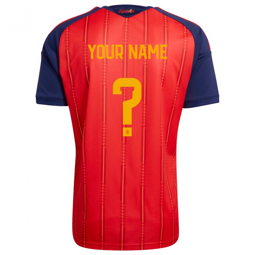 גברים ספרד השם שלך #0 אדום כהה צהוב ג'רזי ביתית 26-28 חולצה קצרה