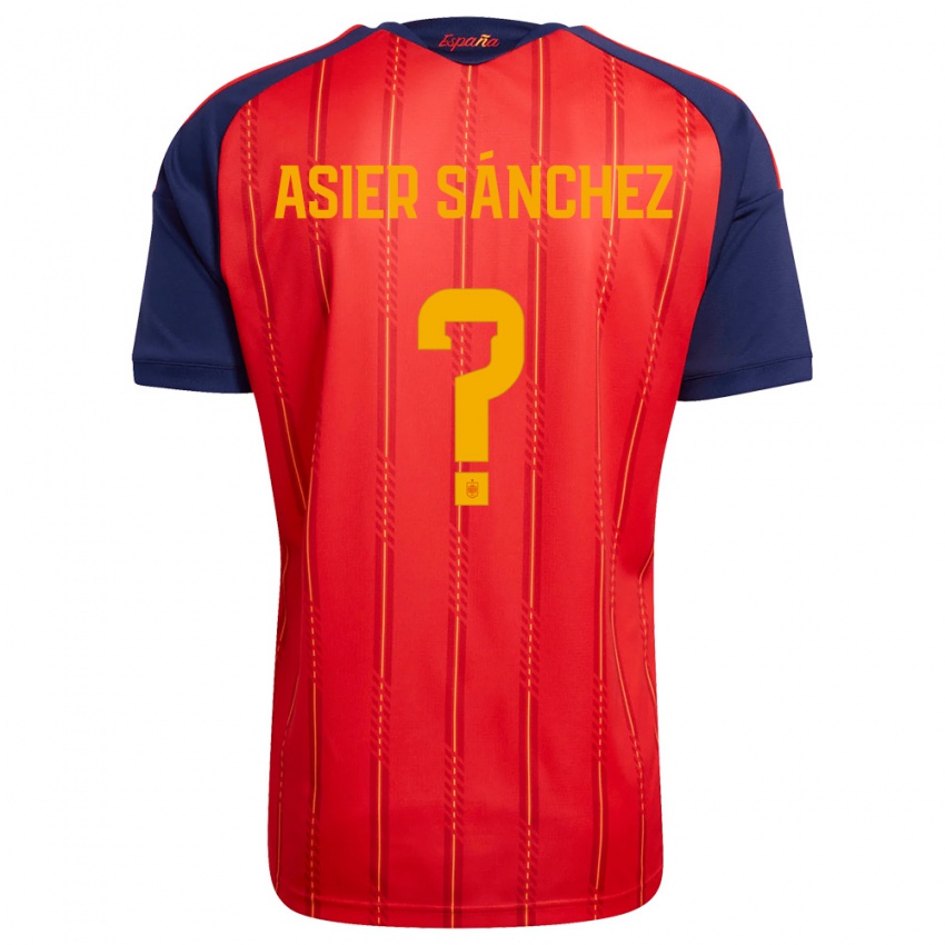 גברים ספרד Asier Sánchez #0 אדום כהה צהוב ג'רזי ביתית 26-28 חולצה קצרה