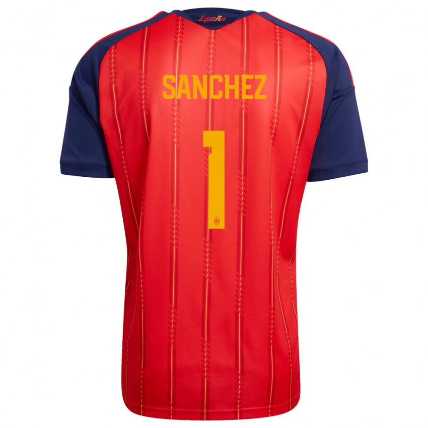 גברים ספרד רוברט סאנצ'ס #1 אדום כהה צהוב ג'רזי ביתית 26-28 חולצה קצרה