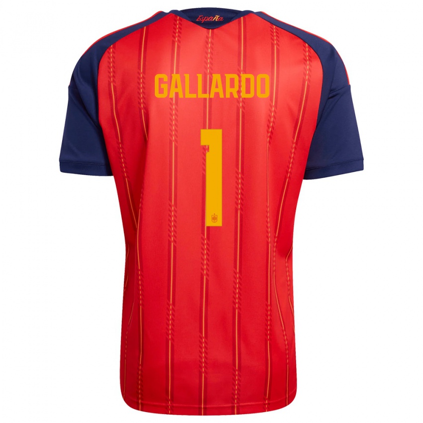 גברים ספרד דולורס גלרדו #1 אדום כהה צהוב ג'רזי ביתית 26-28 חולצה קצרה