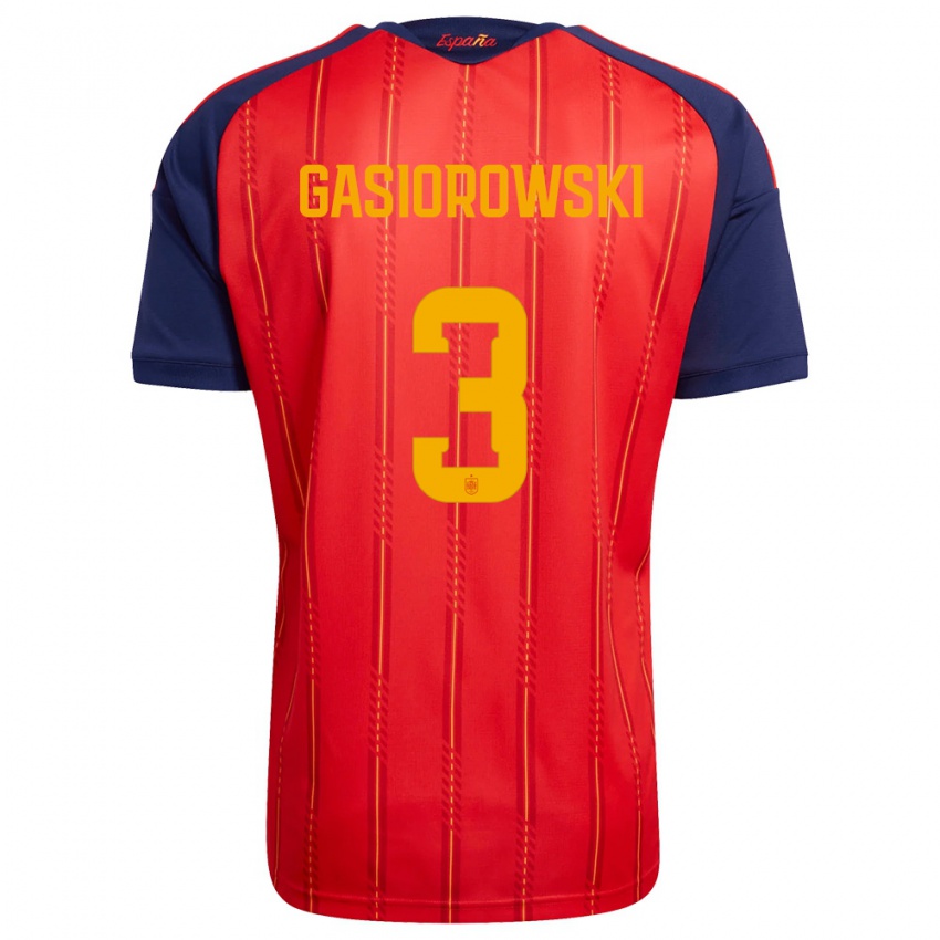 גברים ספרד יארק גסיורובסקי #3 אדום כהה צהוב ג'רזי ביתית 26-28 חולצה קצרה