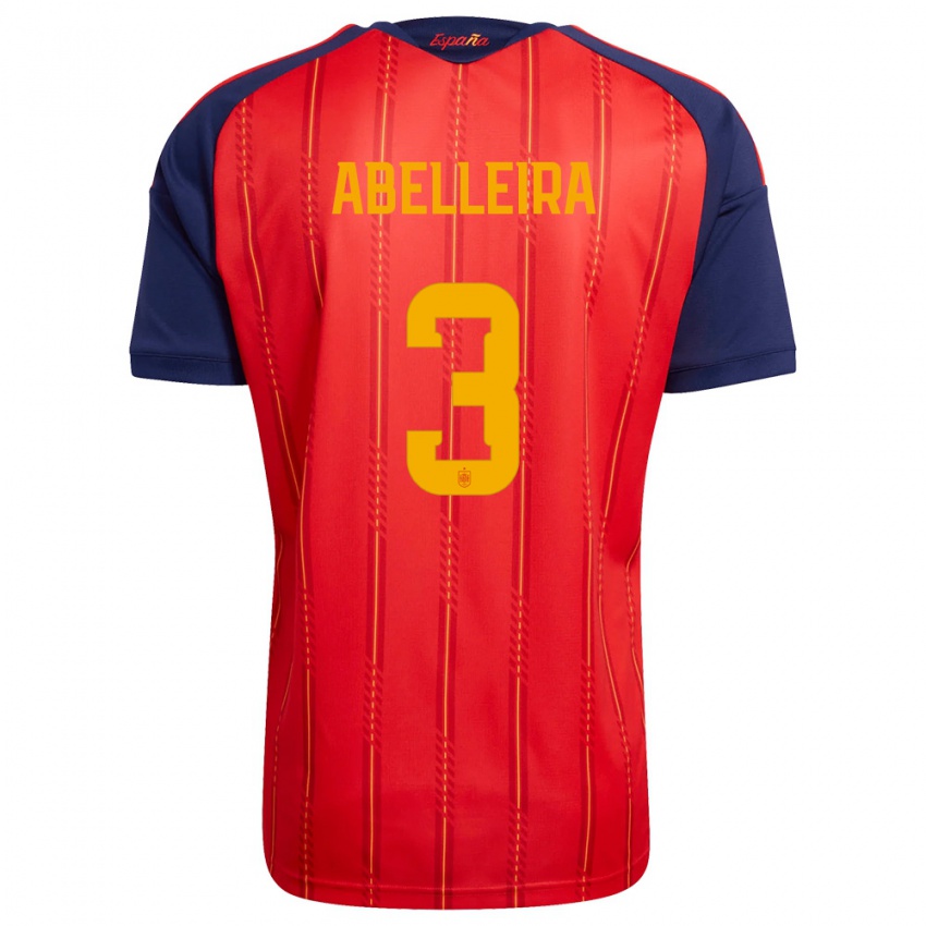 גברים ספרד תרזה אבלירה #3 אדום כהה צהוב ג'רזי ביתית 26-28 חולצה קצרה