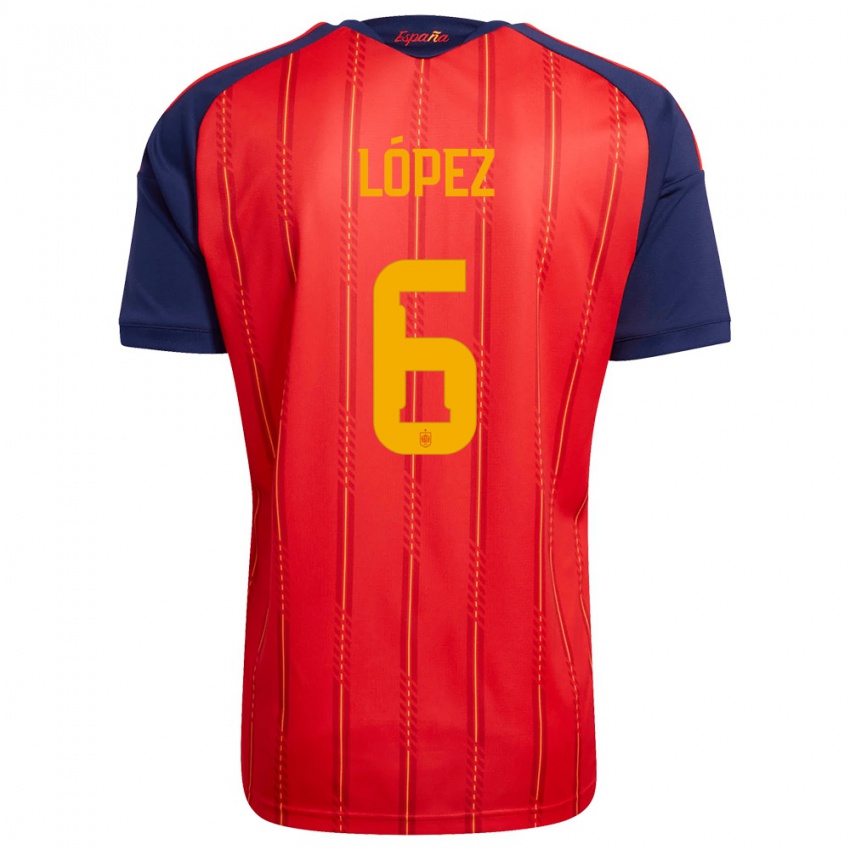 גברים ספרד מייטן לופז #6 אדום כהה צהוב ג'רזי ביתית 26-28 חולצה קצרה
