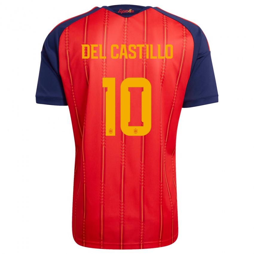 גברים ספרד אתנה דל קסטילו #10 אדום כהה צהוב ג'רזי ביתית 26-28 חולצה קצרה