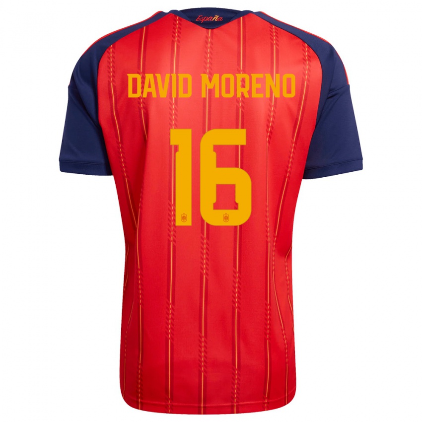 גברים ספרד אנטוניו דייוויד מורנו מורנו #16 אדום כהה צהוב ג'רזי ביתית 26-28 חולצה קצרה