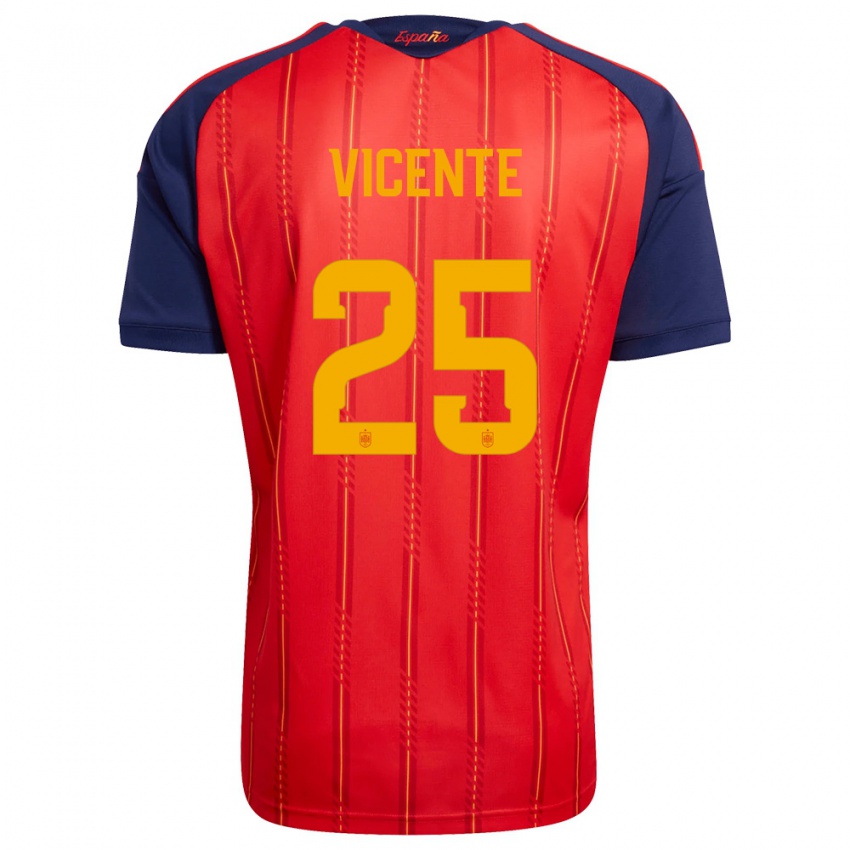 גברים ספרד איינואה ויסנטה #25 אדום כהה צהוב ג'רזי ביתית 26-28 חולצה קצרה