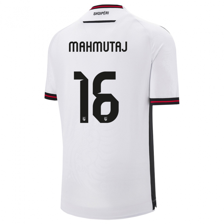 גברים אלבניה Alvin Mahmutaj #16 לבן שחור הרחק ג'רזי 26-28 חולצה קצרה