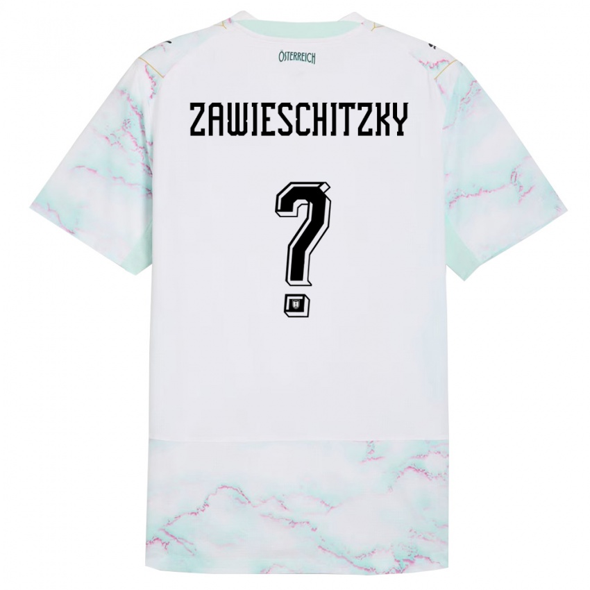 גברים אוסטריה Christian Zawieschitzky #0 לבן ירוק זהב הרחק ג'רזי 26-28 חולצה קצרה